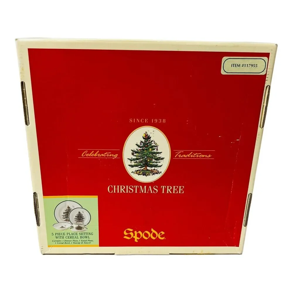 Spode Christmas Tree Stoneware 3 Pc Set Dinner‎ Saucer Plate Bowl NO MUG Box
